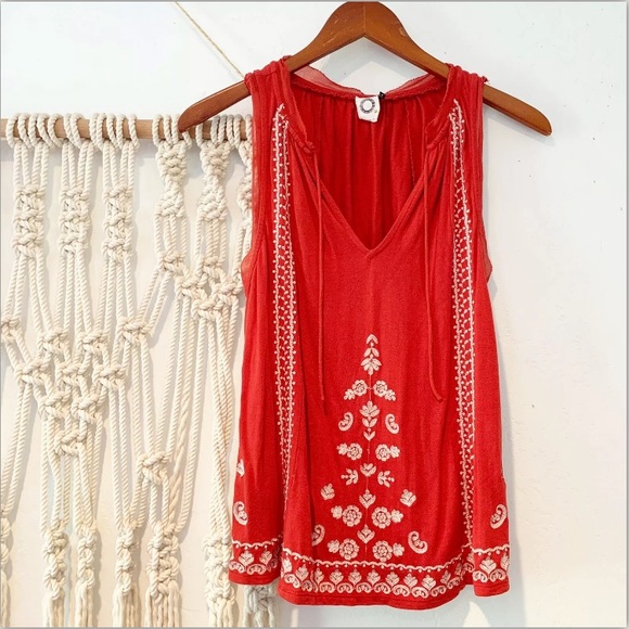 Akemi + Kin Anthropologie Size S Sleeves Top Red - Picture 4 of 8